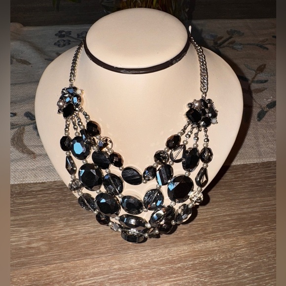 White House Black Market Jewelry - White House Black‎ Market Black and Silver Necklace